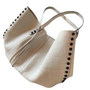 Rebecca Minkoff Soft Pebble Leather Large Tote. Color is “Putty” grayish/white